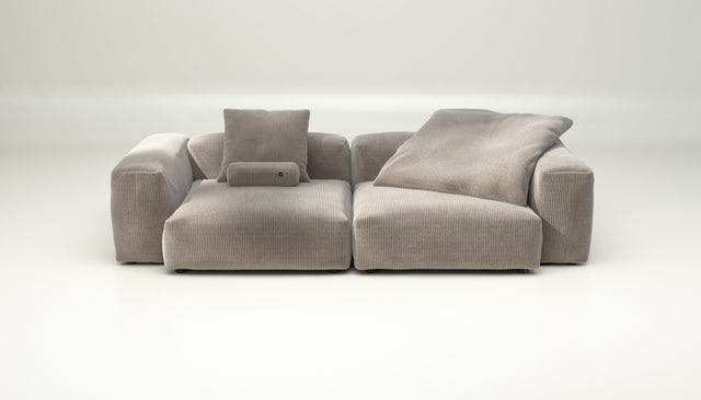vetsak | Sofa Set 02 Large - cord velour - platinum | Modulares Sofa | 3.5 Sitzer | Big Sofa