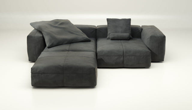 vetsak | Sofa Set 03 - leather - dark grey | Modulares Sofa | 3.5 Sitzer | Big Sofa | Ecksofa
