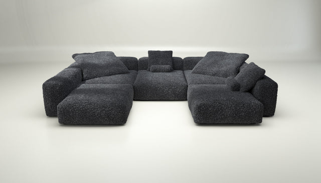 vetsak | Sofa Set 06 - doodle - dark grey | Modulares Sofa | 6.5 Sitzer | Big Sofa | U Sofa | Ecksofa