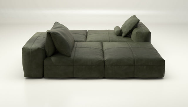 vetsak | Sofa Set 08 - Daybed - leather - olive | Modulares Sofa | 6 Sitzer | Outdoor Island | Double lounger
