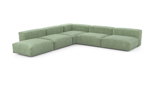 Preset five module corner sofa - cord velours - duck egg - 325cm x 325cm