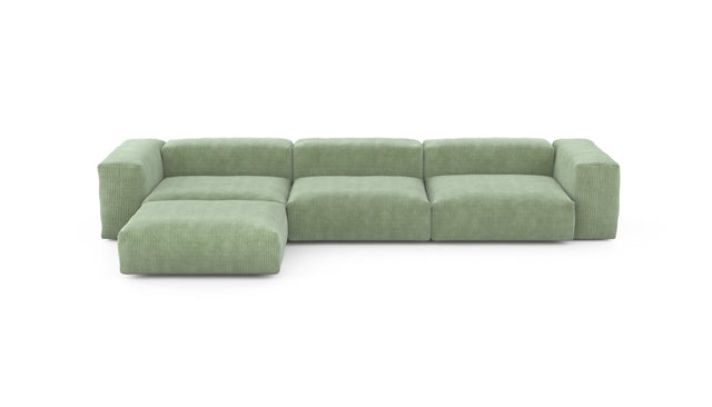 Preset four module chaise sofa - cord velours - duck egg - 377cm x 199cm