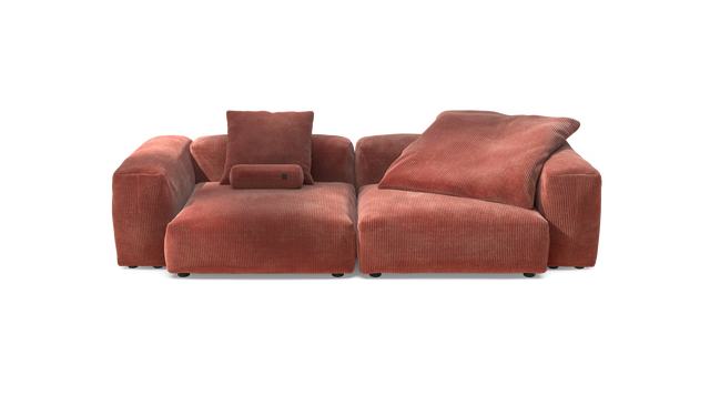 vetsak | Sofa Set 02 Large - Cord Velour - Brick | Modulares Sofa | 3.5 Sitzer | Big Sofa