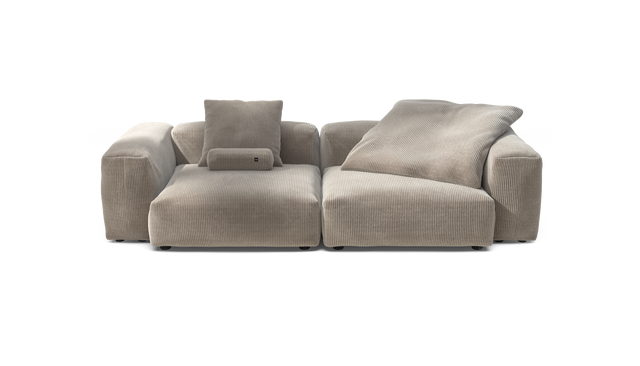 vetsak | Sofa Set 02 Large - Cord Velour - Platinum | Modulares Sofa | 3.5 Sitzer | Big Sofa