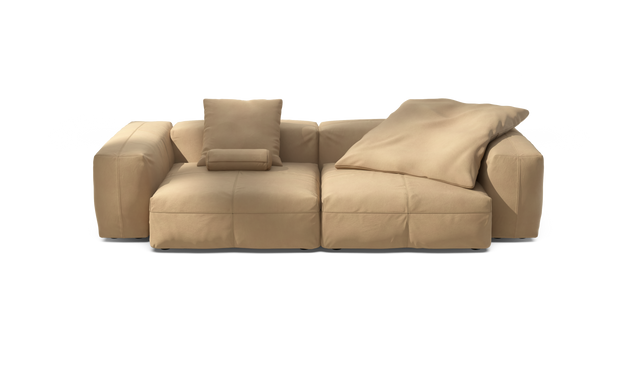 vetsak | Sofa Set 02 Large - Leather - Beige | Modulares Sofa | 3.5 Sitzer | Big Sofa