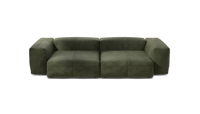 vetsak | Sofa Set 02 Large - Leather - Olive | Modulares Sofa | 3.5 Sitzer | Big Sofa