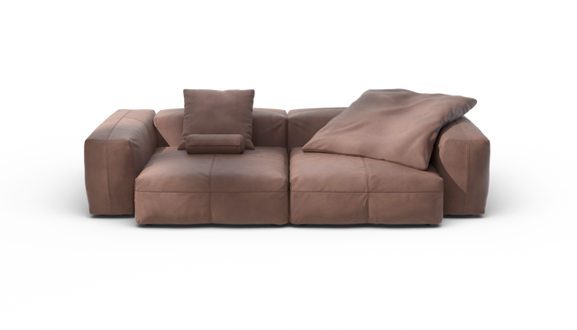 vetsak | Sofa Set 02 Large - Leather - Stone | Modulares Sofa | 3.5 Sitzer | Big Sofa