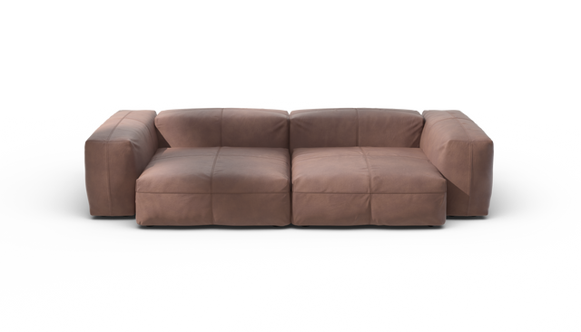 vetsak | Sofa Set 02 Large - Leather - Stone | Modulares Sofa | 3.5 Sitzer | Big Sofa