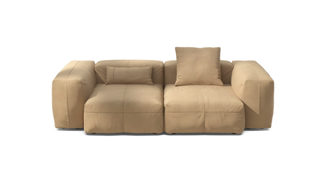 vetsak | Sofa Set 02 Medium - Leather - Beige | Modulares Sofa | 2.5 Sitzer | Big Sofa