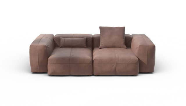 vetsak | Sofa Set 02 Medium - Leather - Stone | Modulares Sofa | 2.5 Sitzer | Big Sofa