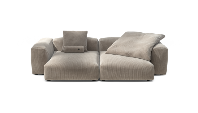 vetsak | Sofa Set 02 XLarge - Cord Velour - Platinum | Modulares Sofa | 3.5 Sitzer | Big Sofa