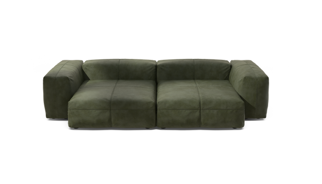 vetsak | Sofa Set 02 XLarge - Leather - Olive | Modulares Sofa | 3.5 Sitzer | Big Sofa