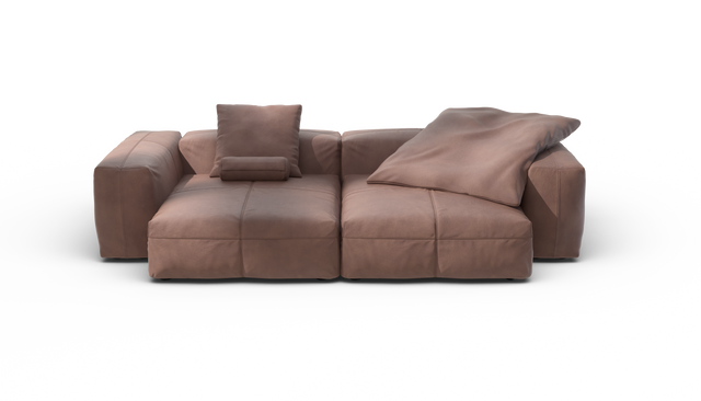 vetsak | Sofa Set 02 XLarge - Leather - Stone | Modulares Sofa | 3.5 Sitzer | Big Sofa