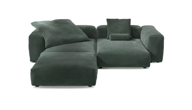 vetsak | Sofa Set 03 - Cord Velour - Hunter | Modulares Sofa | 3.5 Sitzer | Big Sofa | Ecksofa