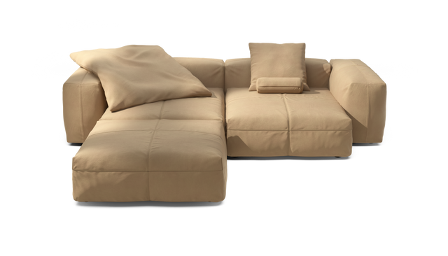 vetsak | Sofa Set 03 - Leather - Beige | Modulares Sofa | 3.5 Sitzer | Big Sofa | Ecksofa