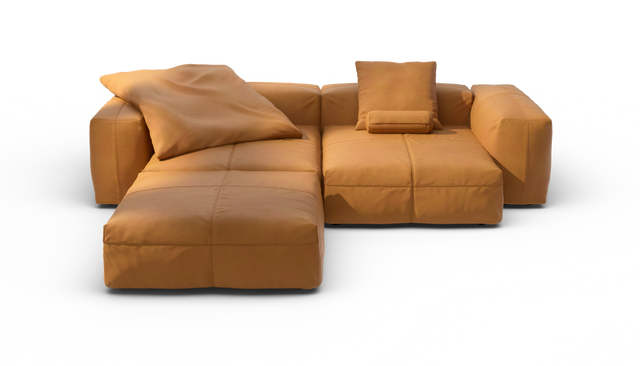 vetsak | Sofa Set 03 - Leather - Brown | Modulares Sofa | 3.5 Sitzer | Big Sofa | Ecksofa