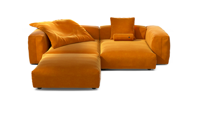 vetsak | Sofa Set 03 - Suave - Orange Blaze | Modular Sofa | 3.5 Seater | Big Sofa | Corner Sofa