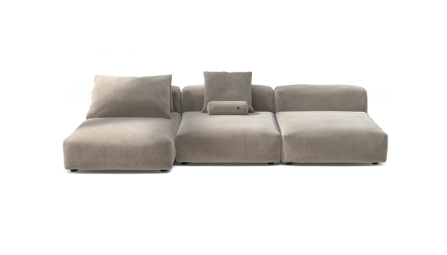 vetsak | Sofa Set 04 - Cord Velour - Platinum | Modulares Sofa | 5 Sitzer | Big Sofa