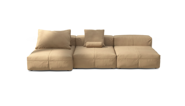 vetsak | Sofa Set 04 - Leather - Beige | Modulares Sofa | 5 Sitzer | Big Sofa