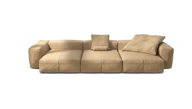 vetsak | Sofa Set 05 - Leather - Beige | Modulares Sofa | 5 Sitzer | Big Sofa | Ecksofa