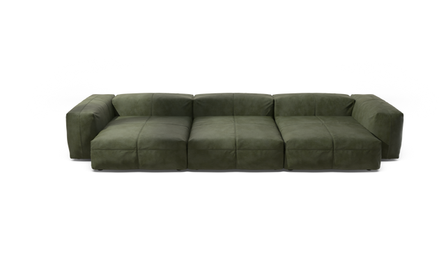 vetsak | Sofa Set 05 - Leather - Olive | Modulares Sofa | 5 Sitzer | Big Sofa | Ecksofa