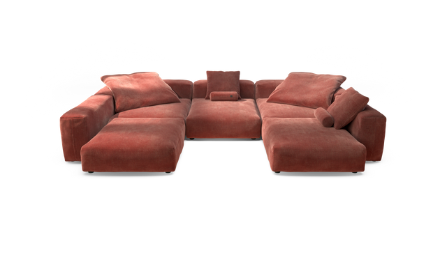 vetsak | Sofa Set 06 - Cord Velour - Brick | Modulares Sofa | 6.5 Sitzer | Big Sofa | U Sofa | Ecksofa