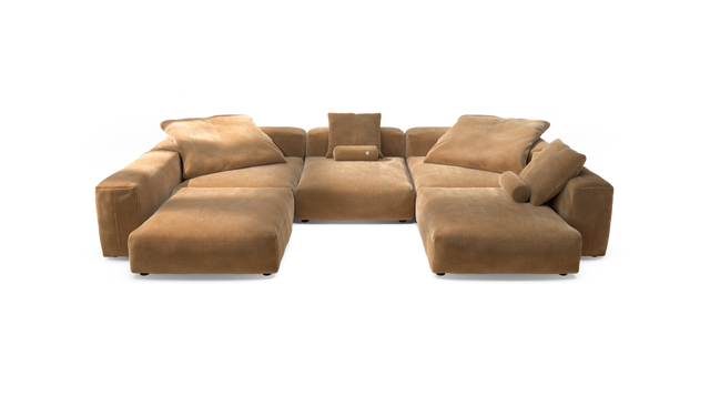 vetsak | Sofa Set 06 - Cord Velour - Camel | Modulares Sofa | 6.5 Sitzer | Big Sofa | U Sofa | Ecksofa