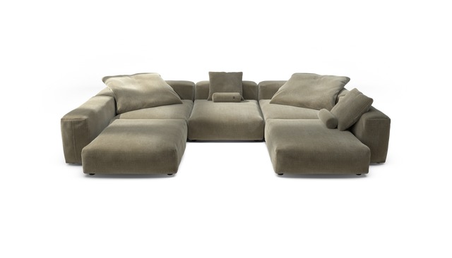 vetsak | Sofa Set 06 - Cord Velour - Khaki | Modulares Sofa | 6.5 Sitzer | Big Sofa | U Sofa | Ecksofa