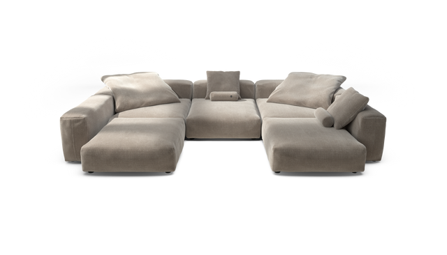 vetsak | Sofa Set 06 - Cord Velour - Platinum | Modulares Sofa | 6.5 Sitzer | Big Sofa | U Sofa | Ecksofa
