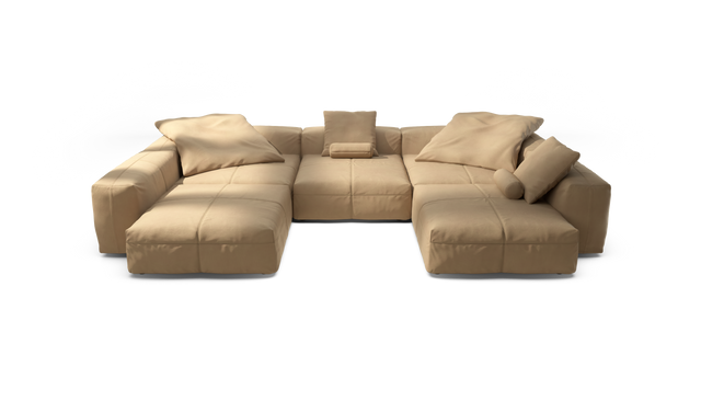 vetsak | Sofa Set 06 - Leather - Beige | Modulares Sofa | 6.5 Sitzer | Big Sofa | U Sofa | Ecksofa