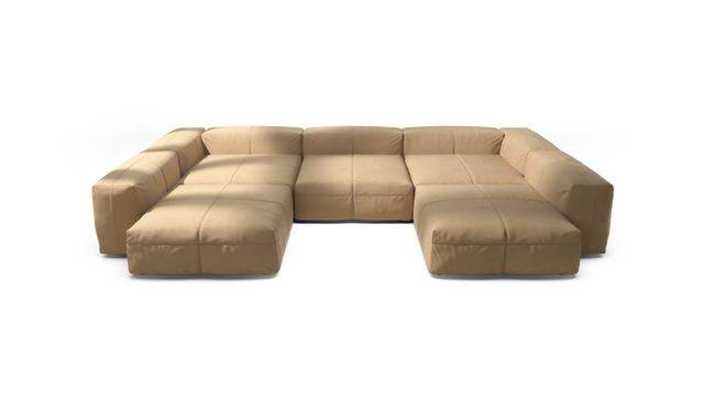 vetsak | Sofa Set 06 - Leather - Beige | Modulares Sofa | 6.5 Sitzer | Big Sofa | U Sofa | Ecksofa