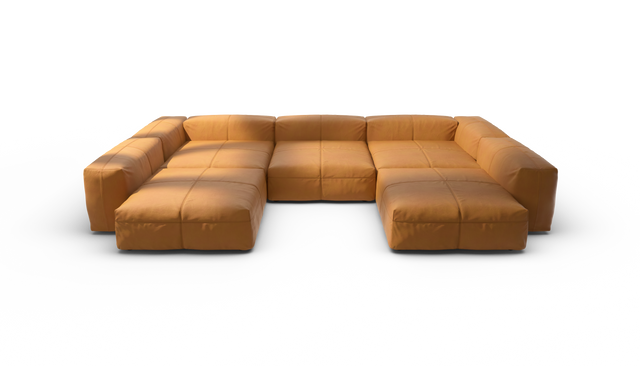 vetsak | Sofa Set 06 - Leather - Brown | Modulares Sofa | 6.5 Sitzer | Big Sofa | U Sofa | Ecksofa