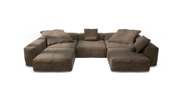 vetsak | Sofa Set 06 - leather - cacao | Modulares Sofa | 6.5 Sitzer | Big Sofa | U Sofa | Ecksofa
