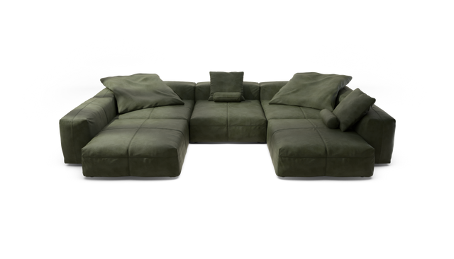 vetsak | Sofa Set 06 - Leather - Olive | Modulares Sofa | 6.5 Sitzer | Big Sofa | U Sofa | Ecksofa