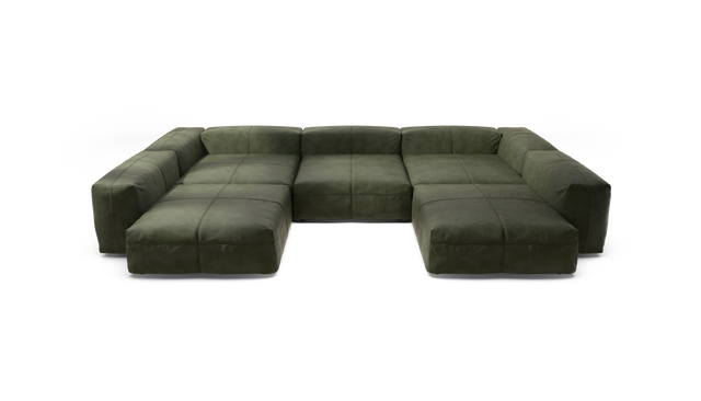 vetsak | Sofa Set 06 - Leather - Olive | Modulares Sofa | 6.5 Sitzer | Big Sofa | U Sofa | Ecksofa