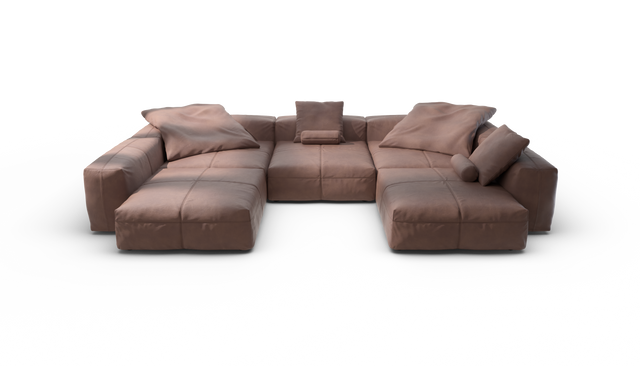 vetsak | Sofa Set 06 - Leather - Stone | Modulares Sofa | 6.5 Sitzer | Big Sofa | U Sofa | Ecksofa