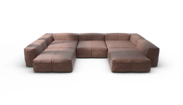 vetsak | Sofa Set 06 - Leather - Stone | Modulares Sofa | 6.5 Sitzer | Big Sofa | U Sofa | Ecksofa