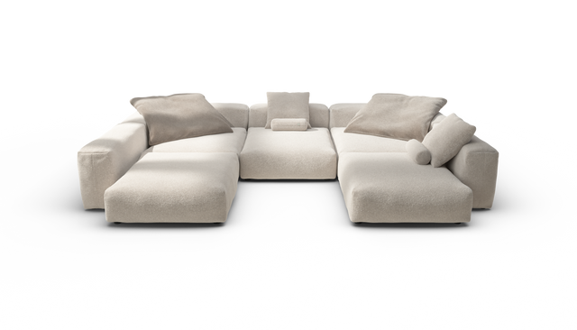 vetsak | Sofa Set 06 - Nub - Creme | Modulares Sofa | 6.5 Sitzer | Big Sofa | U Sofa | Ecksofa