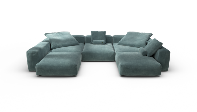 vetsak | Sofa Set 06 - Cord Velour - Mint | Modulares Sofa | 6.5 Sitzer | Big Sofa | U Sofa | Ecksofa