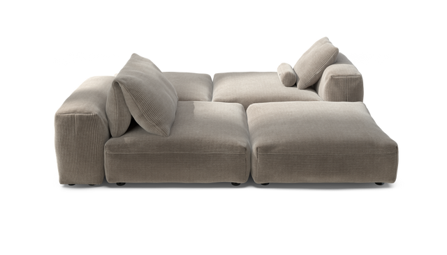 vetsak | Sofa Set 08 - Daybed - Cord Velour - Platinum | Modulares Sofa | 6 Sitzer | Outdoor Island | Double lounger