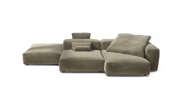 vetsak | Sofa Set 09 - The Island - Cord Velour - Khaki | Modulares Sofa | 7 Sitzer | Sofa Island