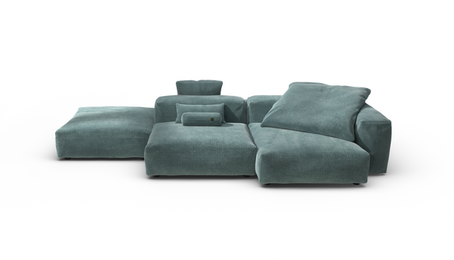 vetsak | Sofa Set 09 - The Island - Cord Velour - Mint | Modulares Sofa | 7 Sitzer | Sofa Island