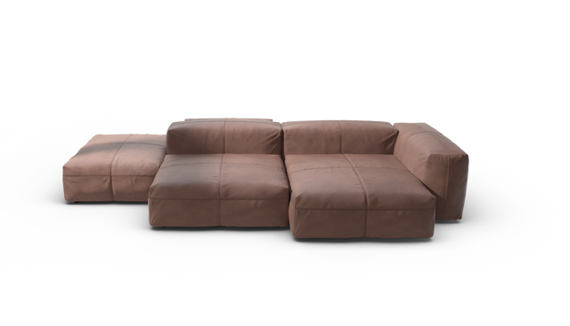 vetsak | Sofa Set 09 - The Island - Leather - Stone | Modulares Sofa | 7 Sitzer | Sofa Island