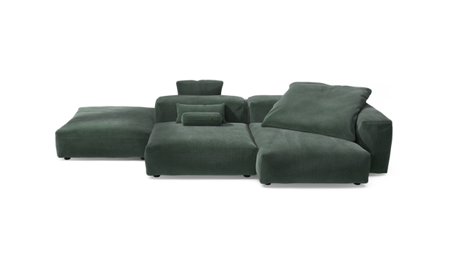 vetsak | Sofa Set 09 - The Island - Cord Velour - Hunter | Modulares Sofa | 7 Sitzer | Sofa Island