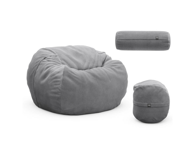 the beanbag bundle - cord velours - light grey