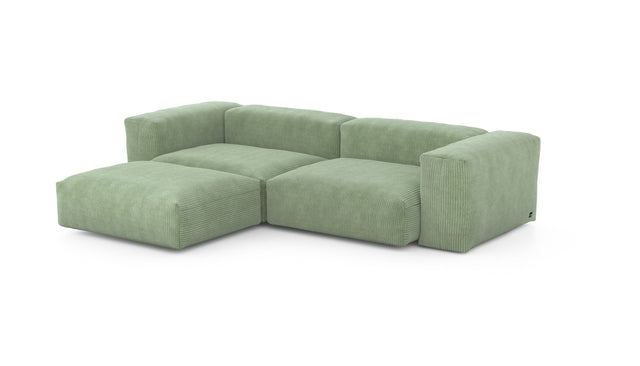 Preset three module chaise sofa - cord velours - duck egg - 272cm x 199cm