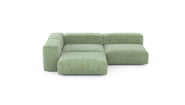 Preset three module corner sofa - cord velours - duck egg - 220cm x 220cm