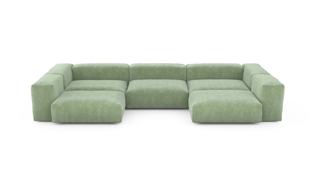 Preset u-shape sofa - cord velours - duck egg - 377cm x 199cm