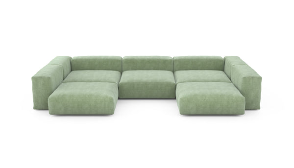 Preset u-shape sofa - cord velours - duck egg - 377cm x 241cm