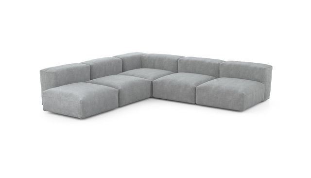 Preset five module corner sofa - cord velours - light grey - 283cm x 283cm